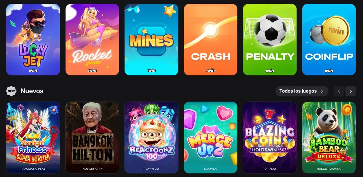 Juegos de casino 1win online