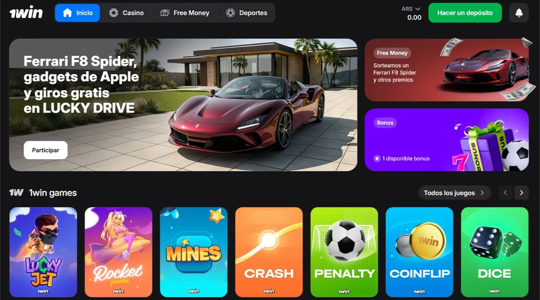 Experiencia móvil en 1win online
